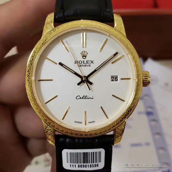 ROLEX勞力士 2019新款 切利尼雕花新款 18k電鍍黃金耐磨表殼 高端男士腕表  wssb4038